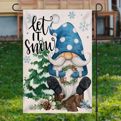 Let It Snow Snowflake Gnome Christmas Garden Flag - Aperturee