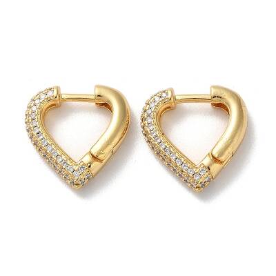 Brass Pave Clear Cubic Zirconia Hoop Earrings