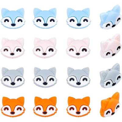 16Pcs 4 Style Food Grade Eco-Friendly Silicone Focal Beads