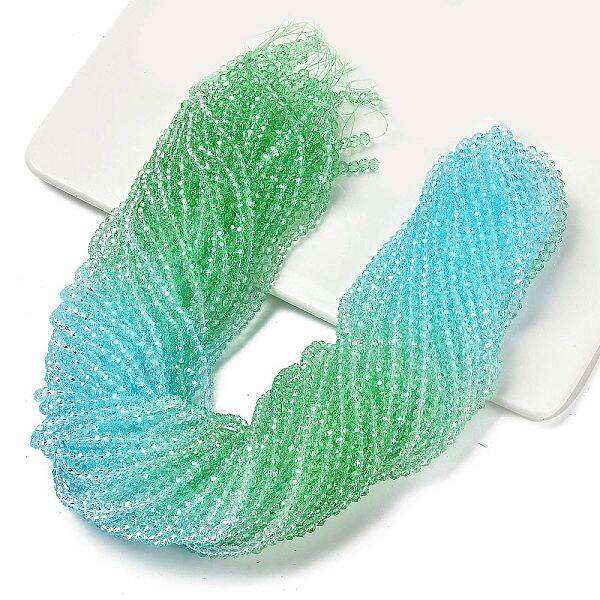 Transparent Painted Glass Beads Strands