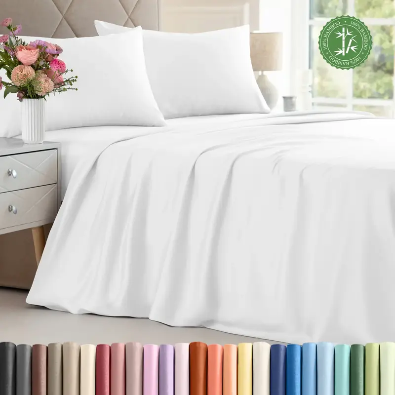 Bamboo Sheet Set - 100% Rayon From Bamboo, Cooling & Breathable, Moisture-Wicking, Lightweight, Machine Washable