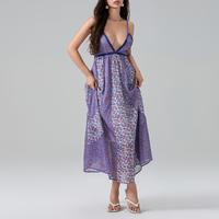 Women Summer Sleeveless Dress Casual Floral Print V-Neck A-Line Party Dress for Vacation Cocktail Beach Streetwear