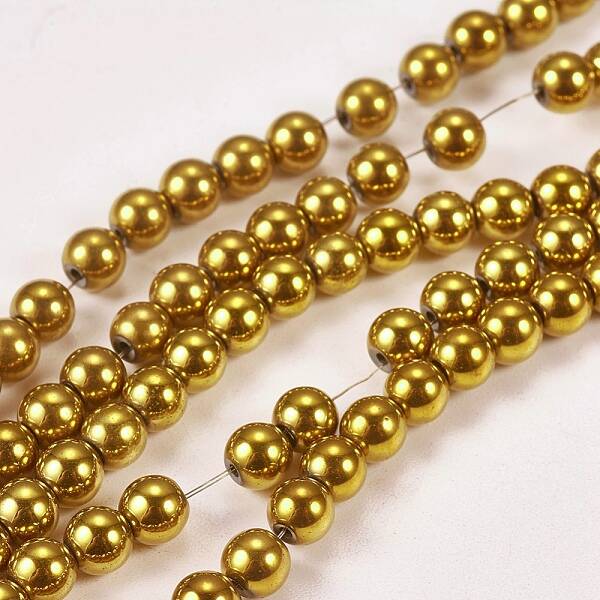 Electroplate Non-magnetic Synthetic Hematite Beads Strands