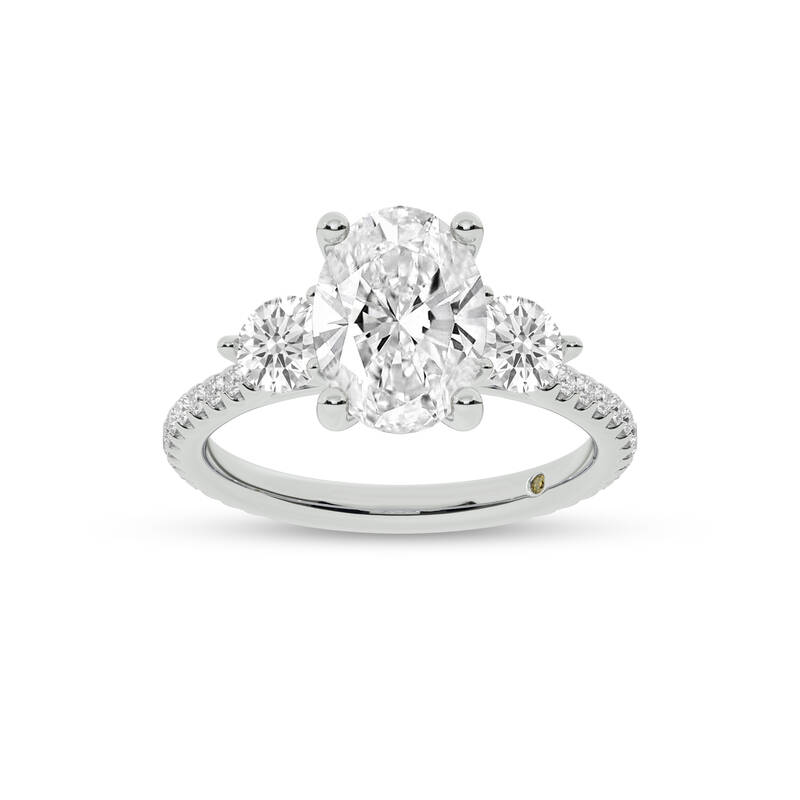 Zephyr Three Quarter Coverage Oval Lab Grown Diamond Engagement Ring | 18K White Gold 3 1/2 CT. TW.