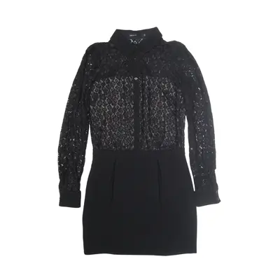 KAREN MILLEN Lace Shirt Dress Black 3/4 Sleeve Knee Length Womens UK 8
