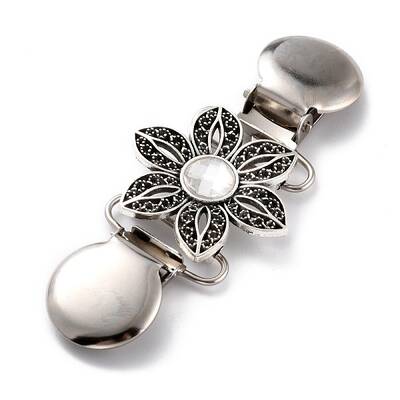 Vintage Alloy with Rhinestone Cardigan Clips