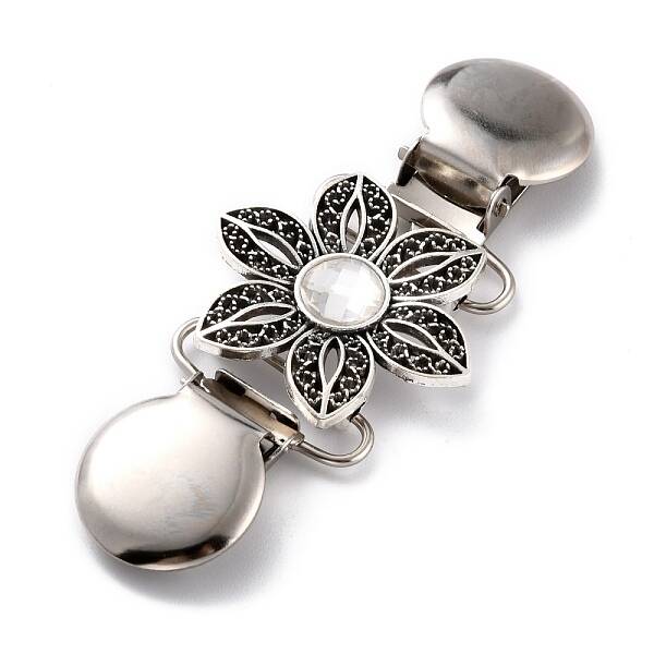 Vintage Alloy with Rhinestone Cardigan Clips