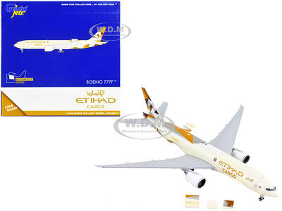 Boeing 777F Commercial Aircraft Etihad Cargo Beige with Graphics Interactive Series 1/400 Diecast Model Airplane by GeminiJet...