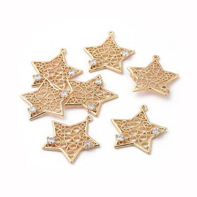 Brass Micro Pave Clear Cubic Zirconia Pendants