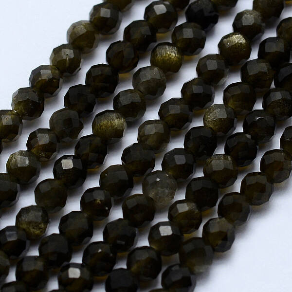Natural Golden Sheen Obsidian Beads Strands