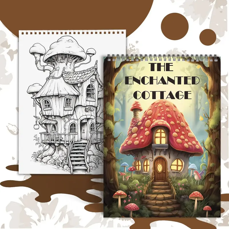 Magic House Theme Coloring Painting, 11.22 X 8.27 Inches, Mysterious Charming Magic House, 36 Color Pencils, Valentine's Day ...