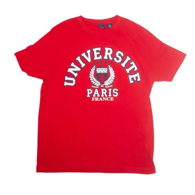 INK COLLECTION Paris University T-Shirt Red Short Sleeve Mens L