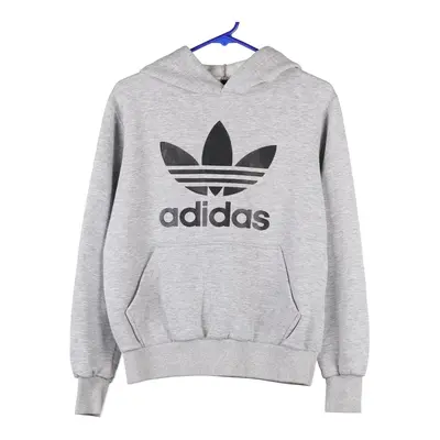Age 12-13 Bootleg Adidas Spellout Hoodie - Large Grey Cotton Blend