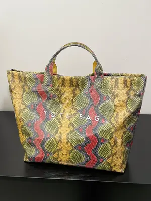 Fashionable Snakeskin Print Tote Bag, Large Capacity Shoulder Bag for Women, Casual Trendy Versatile High-quality Daily Commu...