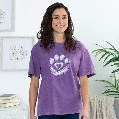Paw of Love Mineral Wash Tee - Pink - L