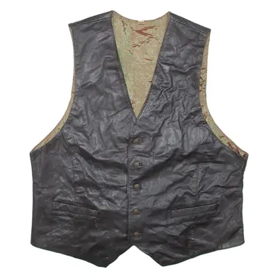 Mens Waistcoat Black Leather XL