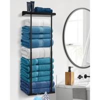 Bathroom Retractable Towel Storage Rack, Towel Racks for Bathroom Wall Mounted 30 inch with Shelf Can Holds 6 Large Towels, W...