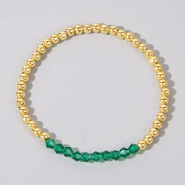 Colorful Birthstone Faceted Bicone & Brass Beaded Stretch Bracelets for Women