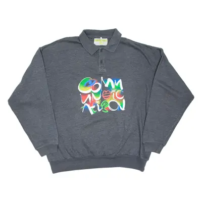 SWITCHER Mens Sweatshirt Grey Collared XL