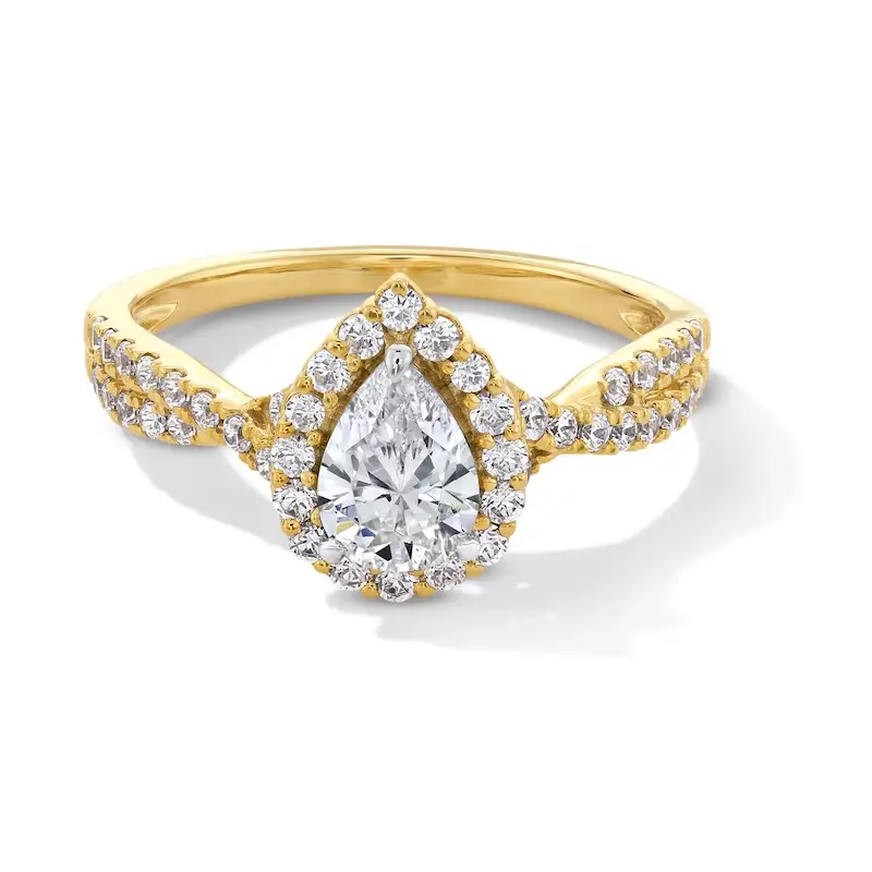 14K Gold 1 to 3.5 CT.T.W. Pear Cut Lab Created Diamond Engagement Ring D VVS1-VS1 3EX IGI Certified