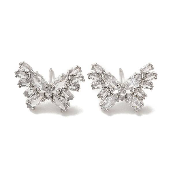 Rack Plating Brass Micro Pave Cubic Zirconia Studs Earrings