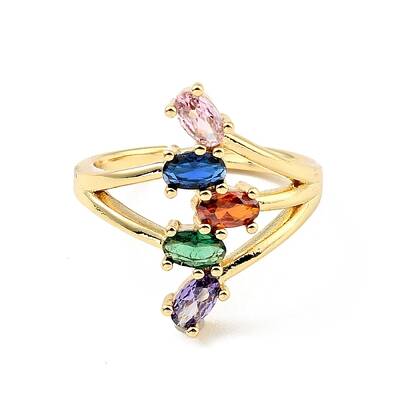 Cubic Zirconia Oval Open Cuff Ring