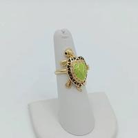 Turtle Women's Ring#771 for Any Occasion with Green Stone and Gold Finish