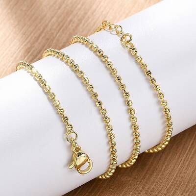 Brass Rondelle Link Chain Necklaces for Women