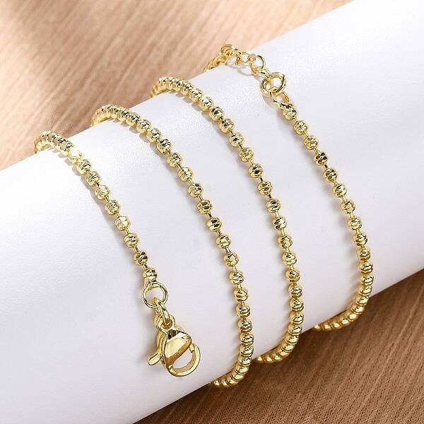 Brass Rondelle Link Chain Necklaces for Women