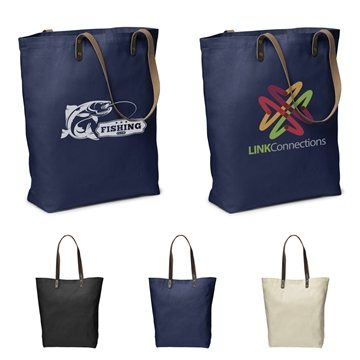 35 Customized Urban Cotton Tote Bag with Leather Handles - 10oz ...