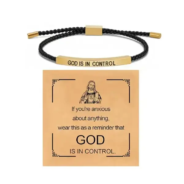 God is in Control Inspiration Bracelet for Summer Travel Unisex Adjustable Bracelets Pack, Handmade Braided Christian Bracele...