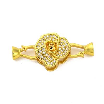 Brass Micro Pave Clear Cubic Zirconia Fold Over Clasps