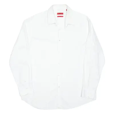 HUGO Mens Plain Shirt White Long Sleeve XL
