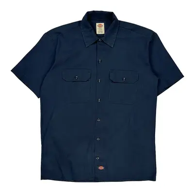 Dickies Short Sleeve Shirt - Medium Navy Cotton Blend