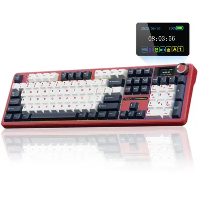 [New]Aula F108 Pro Full Size Wireless Mechanical Gaming Keyboard With Knob Smart Screen Num Pad Tri-Mode RGB Backlit Hot Swap...