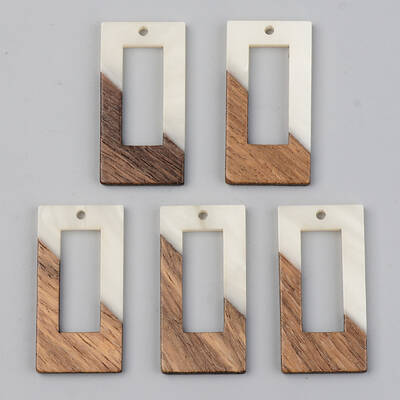 Opaque Resin & Walnut Wood Pendants