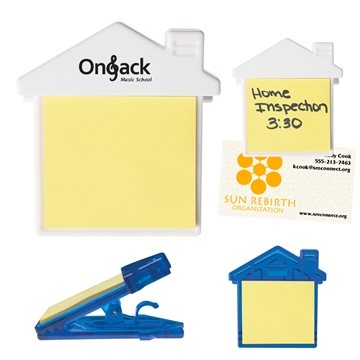 100 Promotional House Clip With Sticky Notes - Magnetic