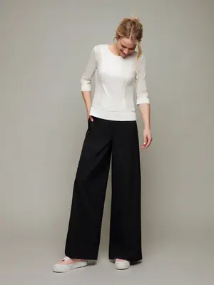 ALOE | Panelled 3/4 Sleeve Top | Color: Porcelain | Size: XL