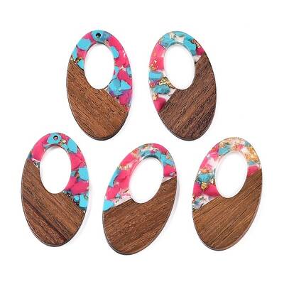 Transparent Resin and Walnut Wood Pendants