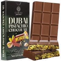 Ceres Gourmet Dubai Chocolate Bar, Pistachio Chocolate Knafeh Bar – 2.3oz (65g), Perfect Snack & Treat