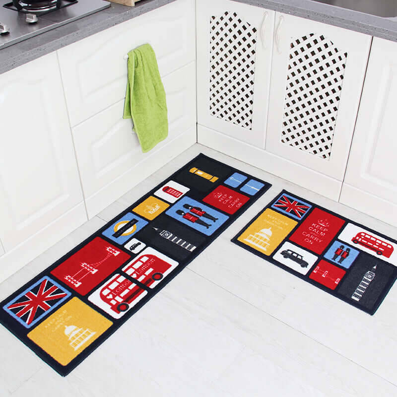 Household Water-absorbent And Oil-proof Anti-slip Mat Bath And Bathroom Foot Mat | Color: 13style | style: 2pcs set