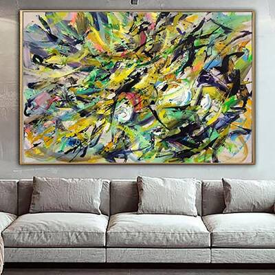 Large Painting On Canvas Yellow Oil Painting Abstract Modern Art Original Abstract Painting On Canvas Abstract Wall Decor | S...