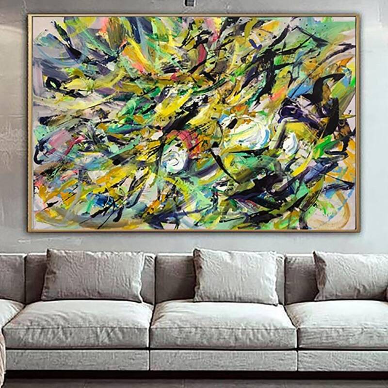 Large Painting On Canvas Yellow Oil Painting Abstract Modern Art Original Abstract Painting On Canvas Abstract Wall Decor | S...