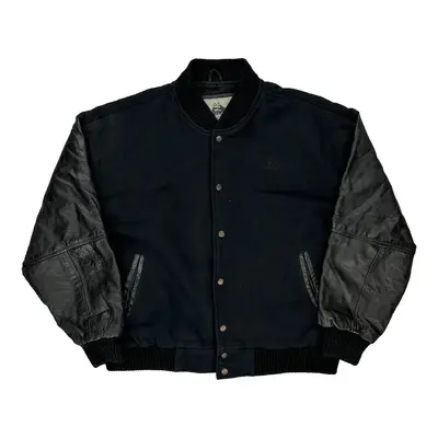 Burks Bay Varsity Jacket - XL Black Wool Blend