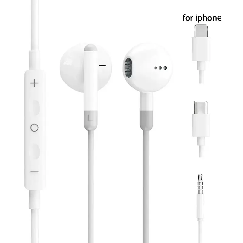 Type-C Wired Semi-in-ear Headphones, 360° Surround Sound Wired Earphones with Built-in Microphone, Ergonomic Design Wired ...