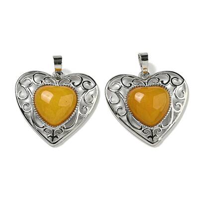 Natural Topaz Jade Peach Love Heart Pendants
