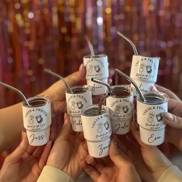 Custom Mini Stainless Steel Shot Glass Tumbler | Printed Design | Personalized Party Favor | Bachelorette, Girls Trip, 4th of...