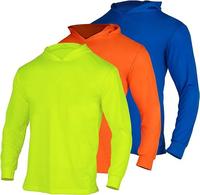 3 SHIRT PACK OF Hi Visibility ultra light weigh Long sleeve hoodie shirt / polyester birdeye Fabric for quick dry AVAIALBE IN...