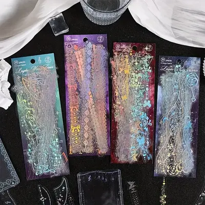 30 Sheets/pack Random Color Laser Sticker, Creative Waterproof Pet Sticker Material for Diy Diary Scrapbook Album Decoration