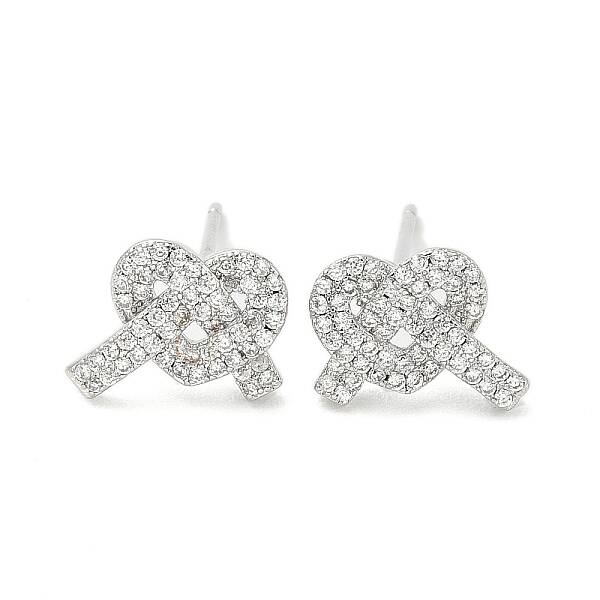 Rack Plating Brass Micro Pave Clear Cubic Zirconia Stud Earrings for Women